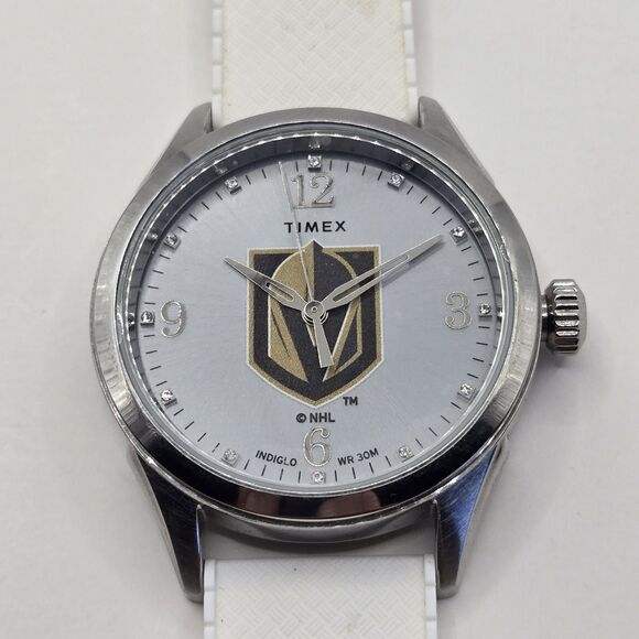 Timex Womens Vegas Golden Knights Watch Indiglo NHL Hockey Logo W/ Crystals RUNS - Picture 1 of 11